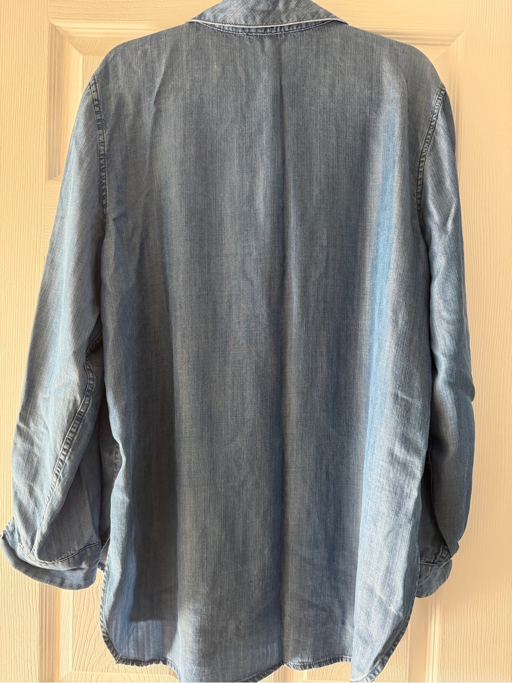 Calvin Klein Light Blue Denim Button-Up Shirt tunic length 34” super soft denim - Picture 5 of 5
